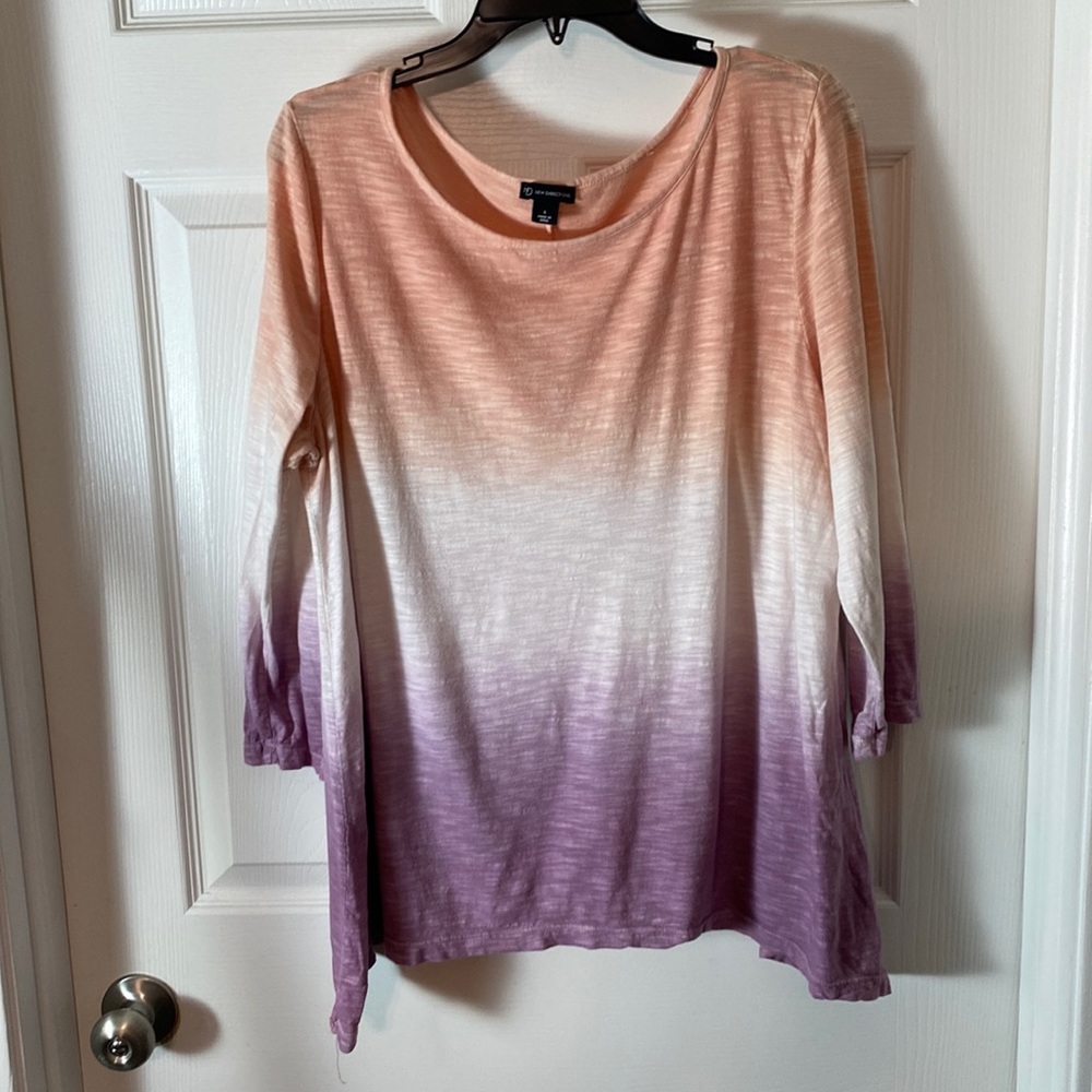 New Directions Women’s 3/4 Sleeve ombré Top Size Large
